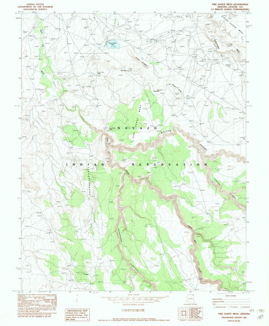 Classic USGS Fire Dance Mesa Arizona 7.5'x7.5' Topo Map Image