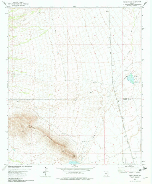 Classic USGS Fisher Hills Arizona 7.5'x7.5' Topo Map Image