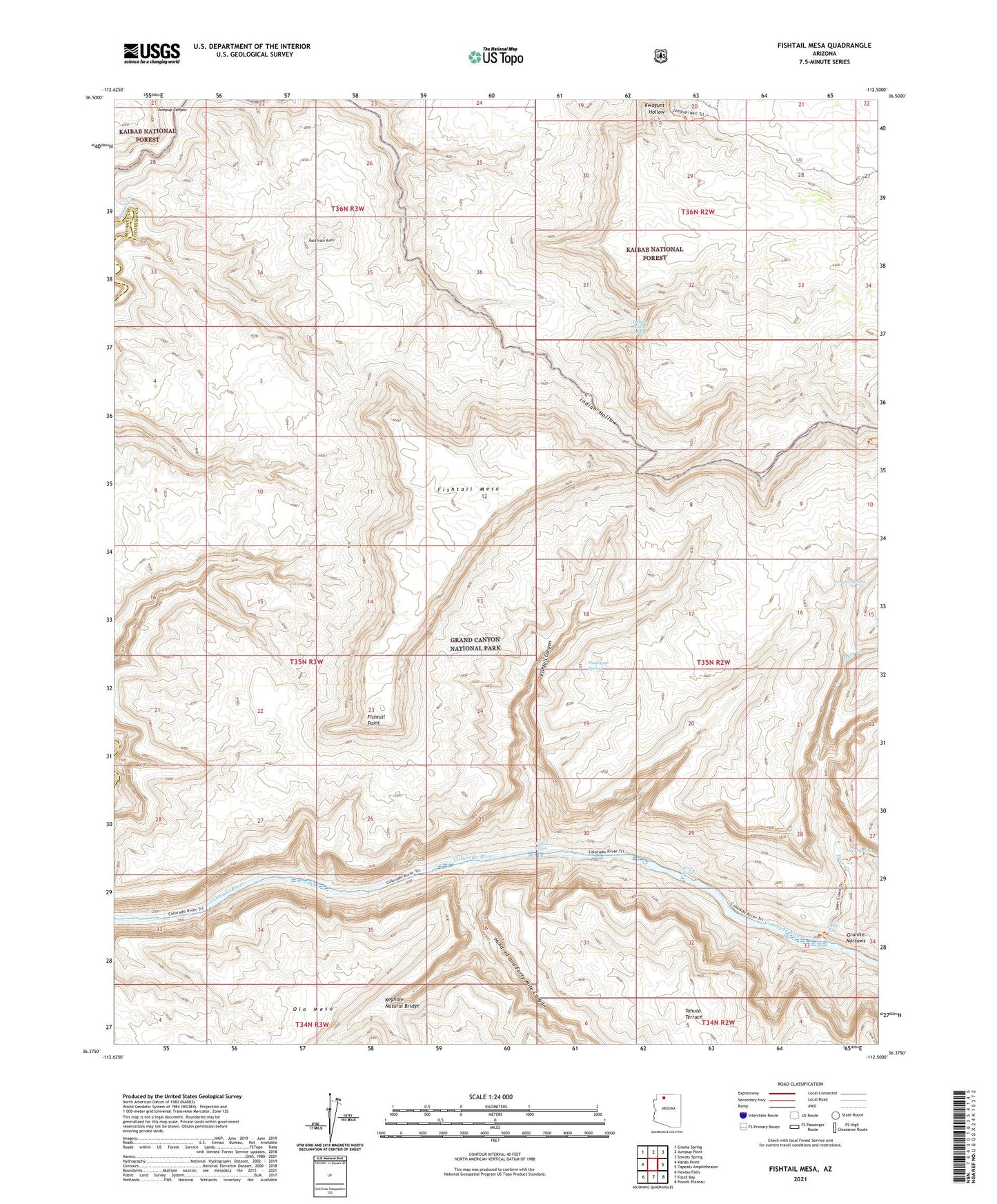 Fishtail Mesa Arizona US Topo Map Image