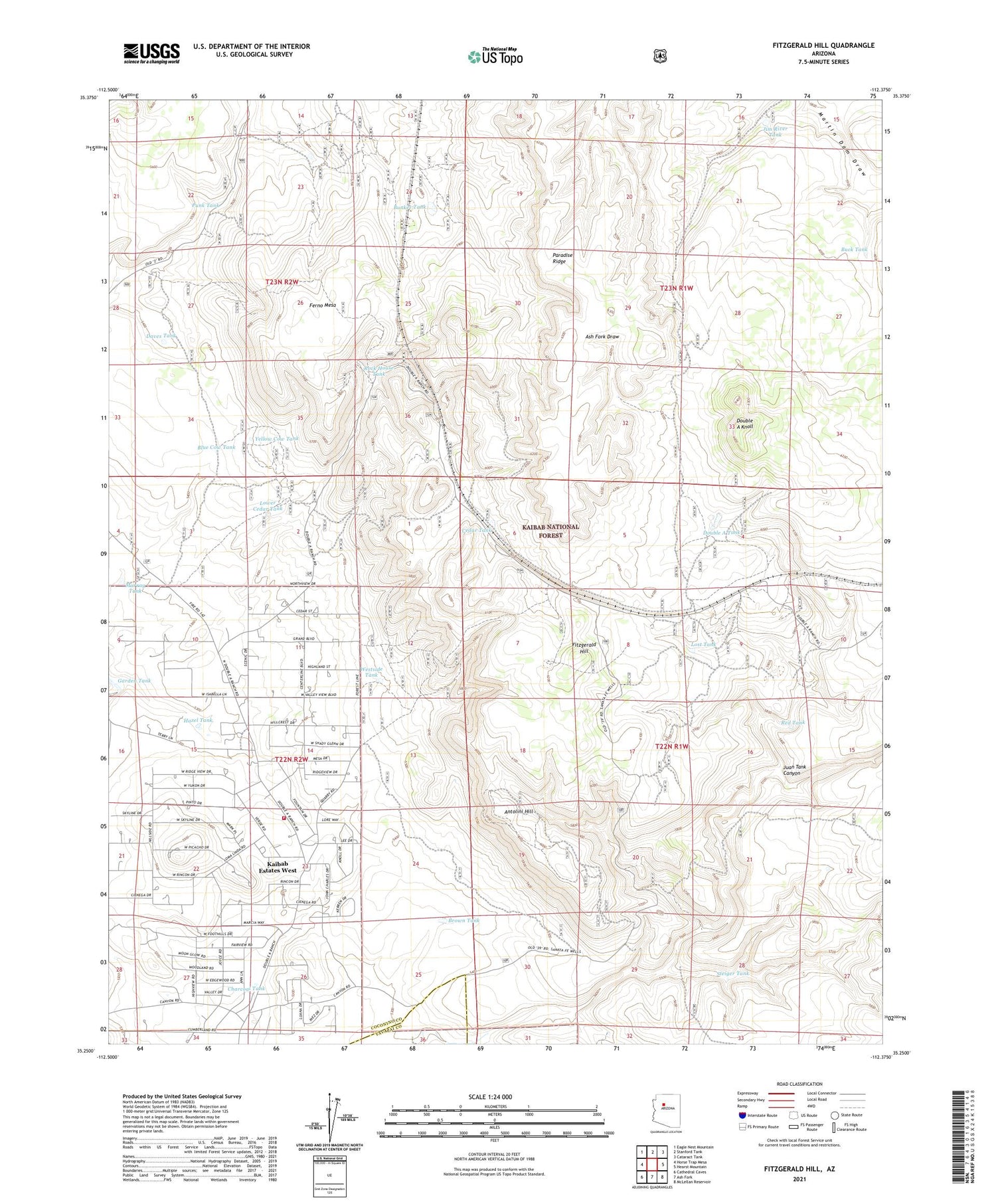 Fitzgerald Hill Arizona US Topo Map Image
