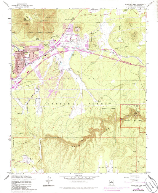 Classic USGS Flagstaff East Arizona 7.5'x7.5' Topo Map Image