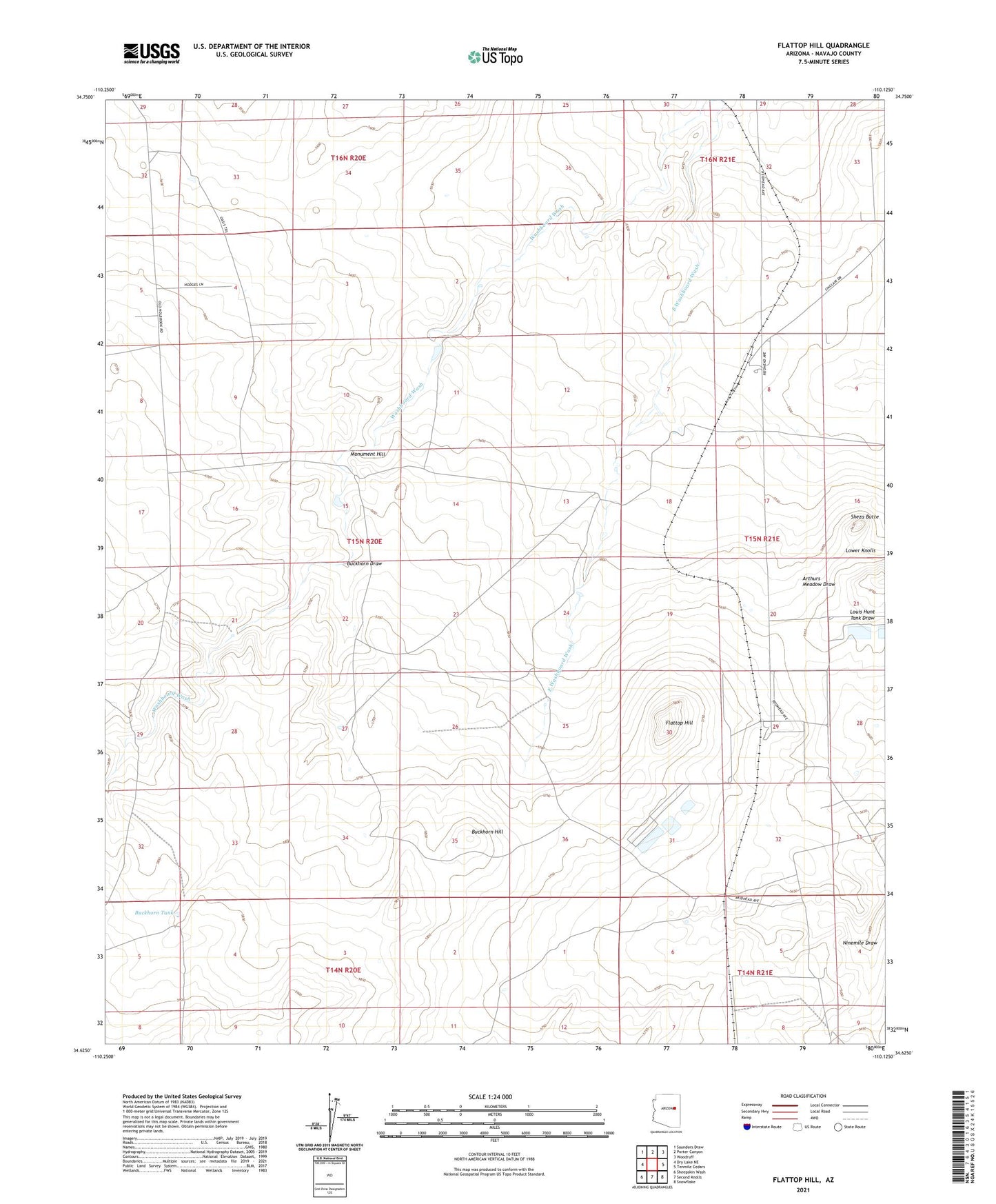 Flattop Hill Arizona US Topo Map Image