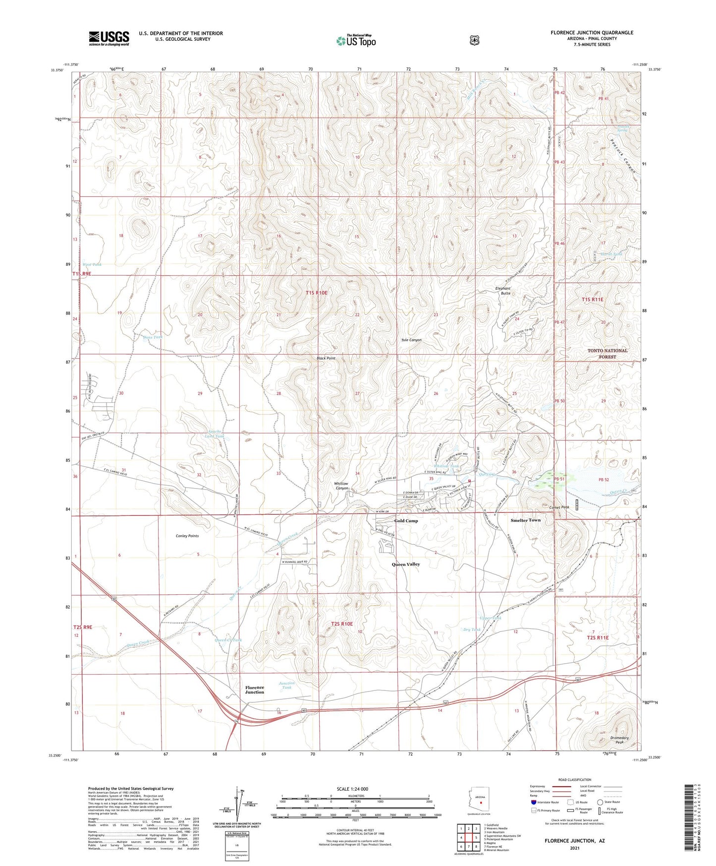 Florence Junction Arizona US Topo Map Image