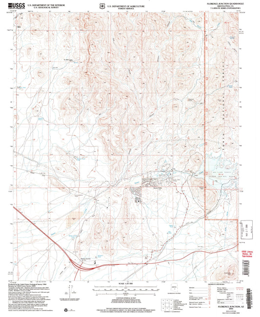 Classic USGS Florence Junction Arizona 7.5'x7.5' Topo Map Image