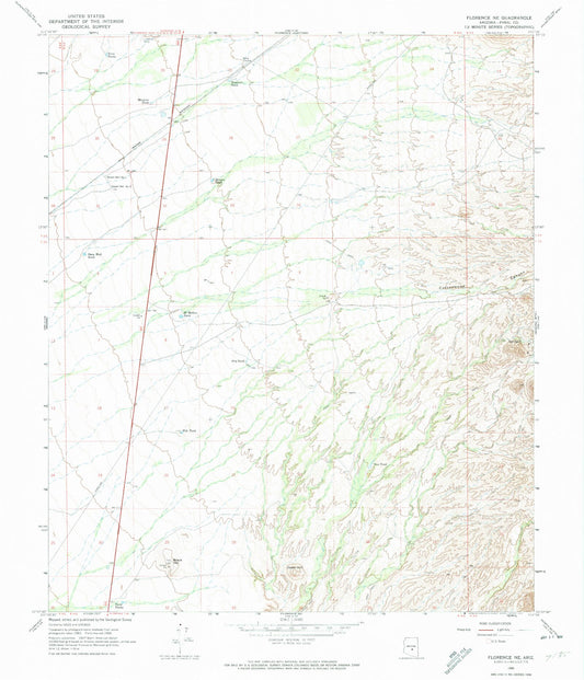 Classic USGS Florence NE Arizona 7.5'x7.5' Topo Map Image