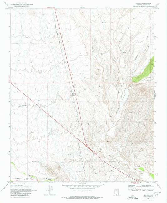 Classic USGS Flores Arizona 7.5'x7.5' Topo Map Image