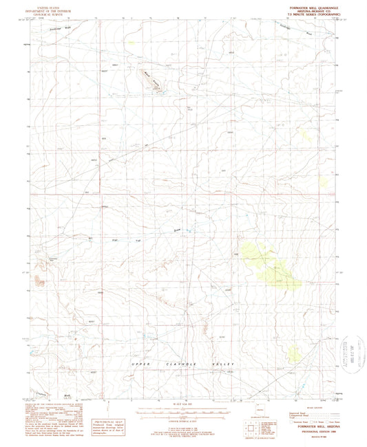 Classic USGS Formaster Well Arizona 7.5'x7.5' Topo Map Image