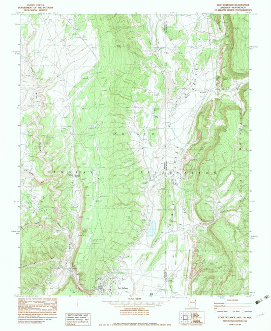 Classic USGS Fort Defiance Arizona 7.5'x7.5' Topo Map Image