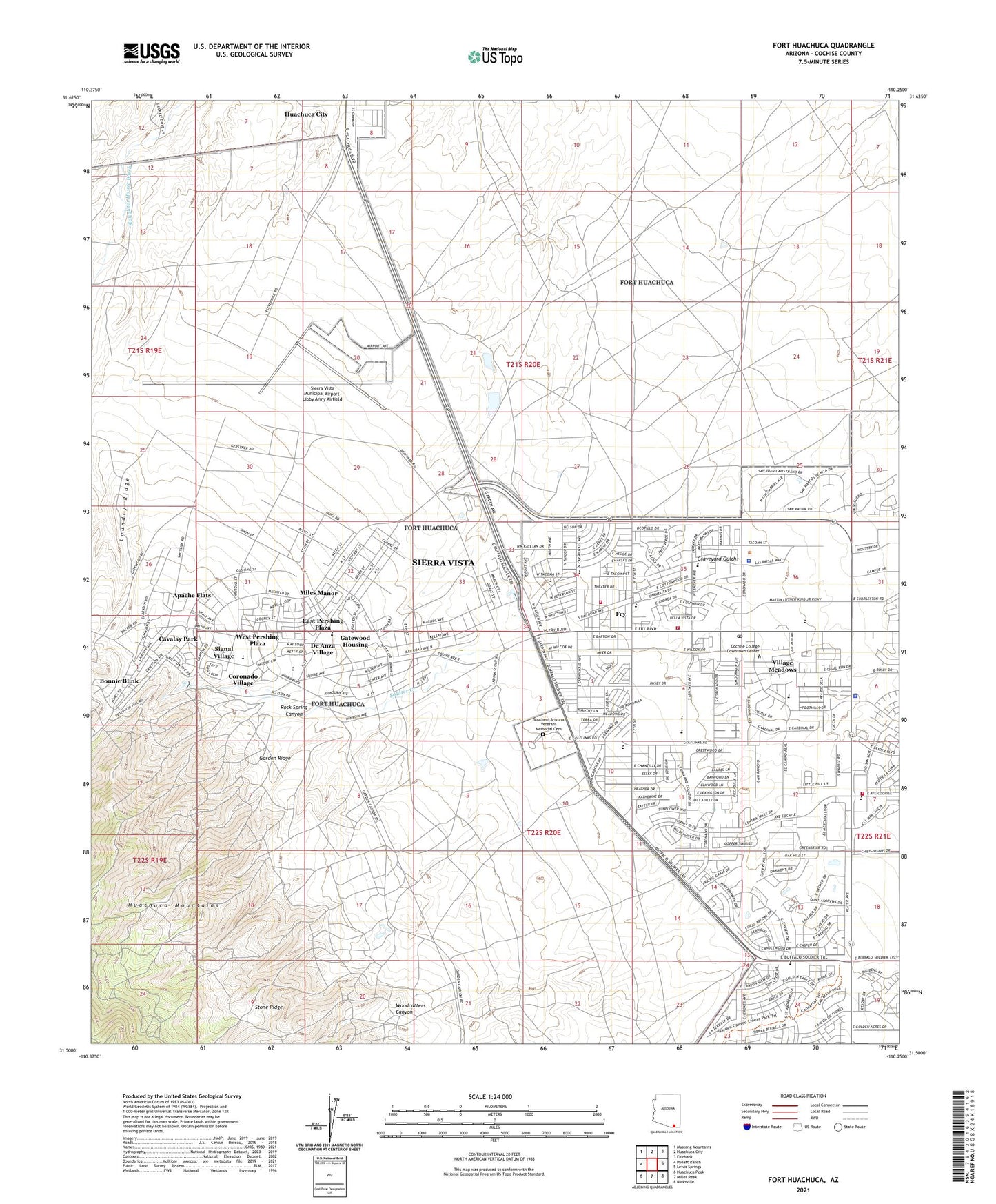 Fort Huachuca Arizona US Topo Map Image