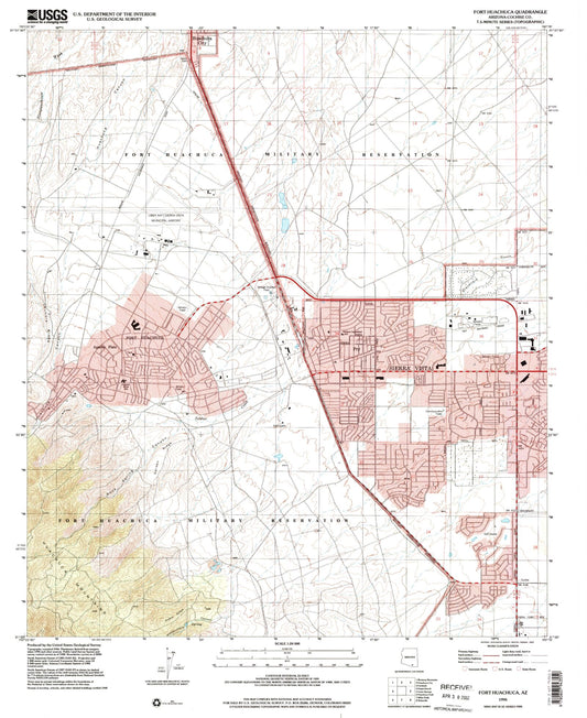Classic USGS Fort Huachuca Arizona 7.5'x7.5' Topo Map Image