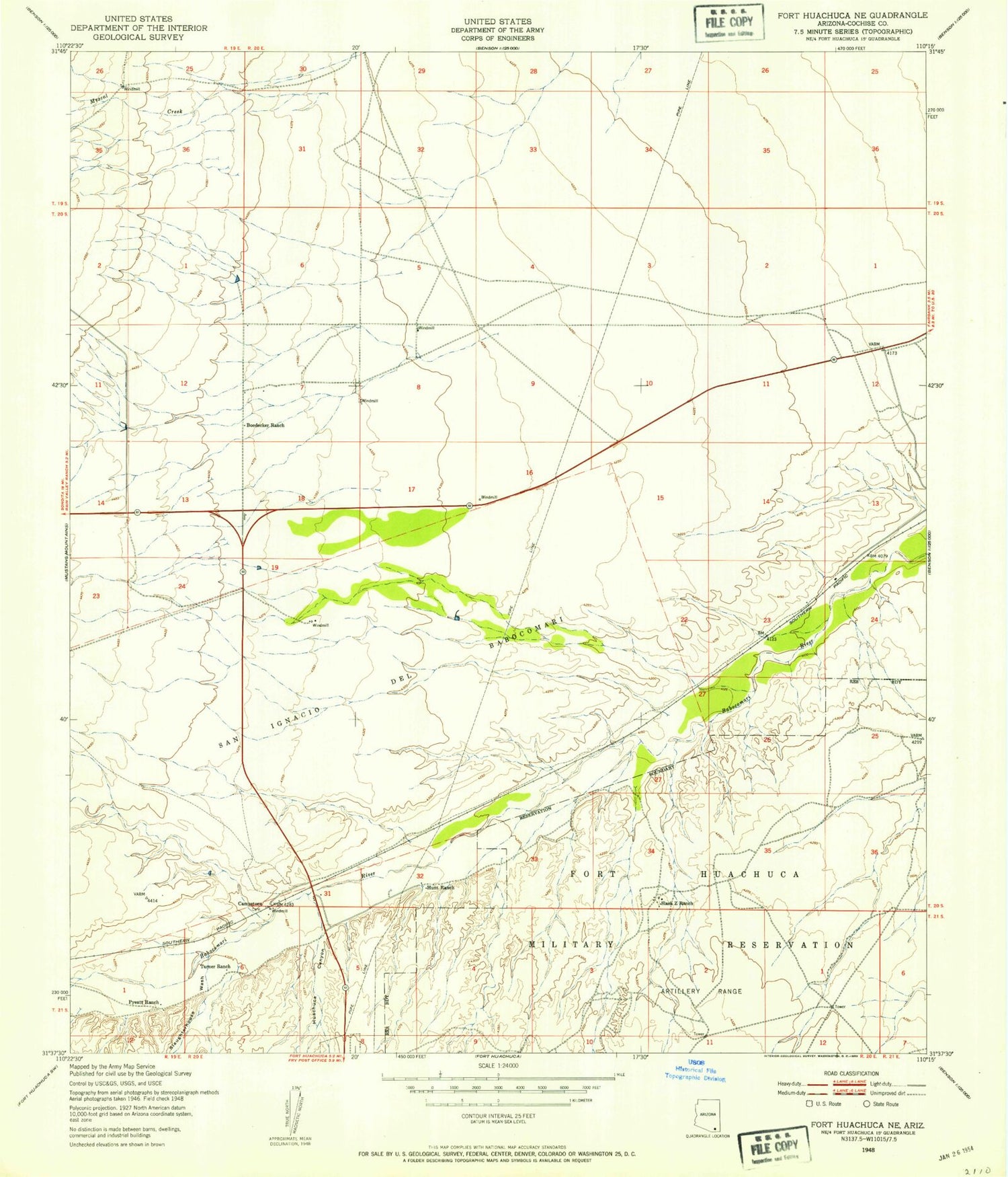 Classic USGS Huachuca City Arizona 7.5'x7.5' Topo Map Image