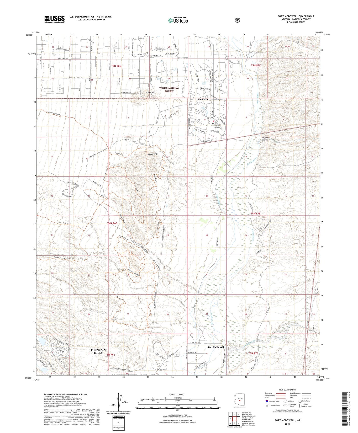Fort McDowell Arizona US Topo Map Image