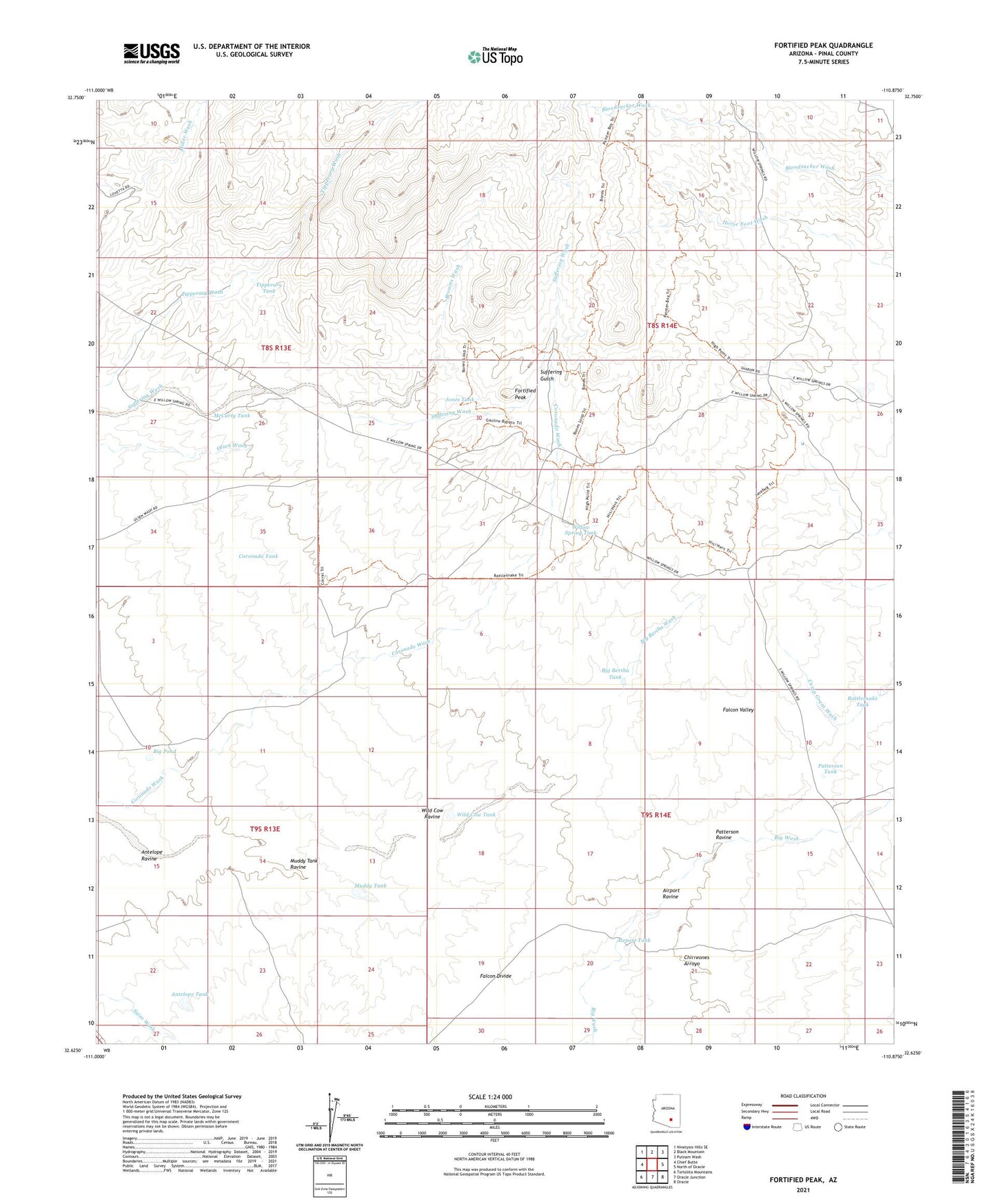Fortified Peak Arizona US Topo Map Image