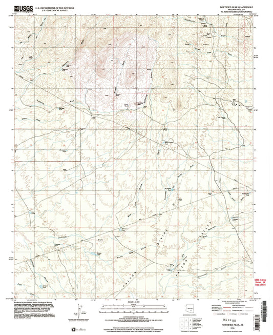 Classic USGS Fortified Peak Arizona 7.5'x7.5' Topo Map Image