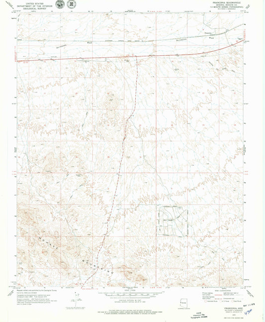 Classic USGS Franconia Arizona 7.5'x7.5' Topo Map Image
