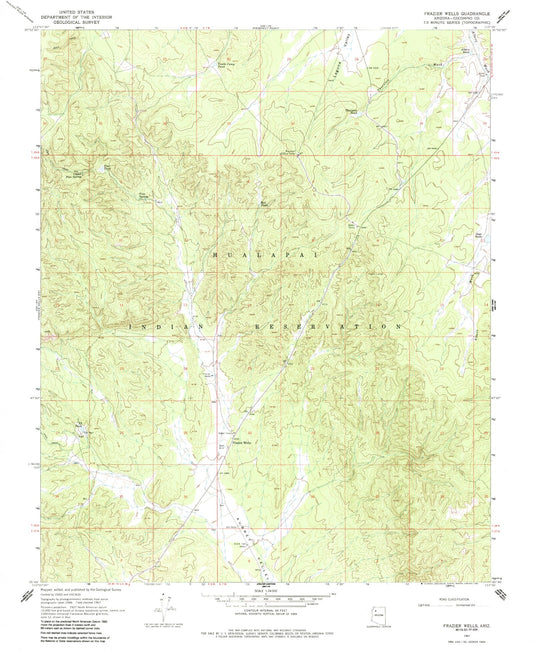 Classic USGS Frazier Wells Arizona 7.5'x7.5' Topo Map Image