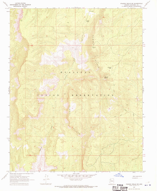 Classic USGS Frazier Wells SW Arizona 7.5'x7.5' Topo Map Image