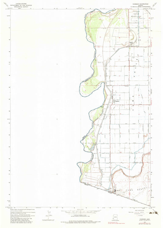 Classic USGS Gadsden Arizona 7.5'x7.5' Topo Map Image