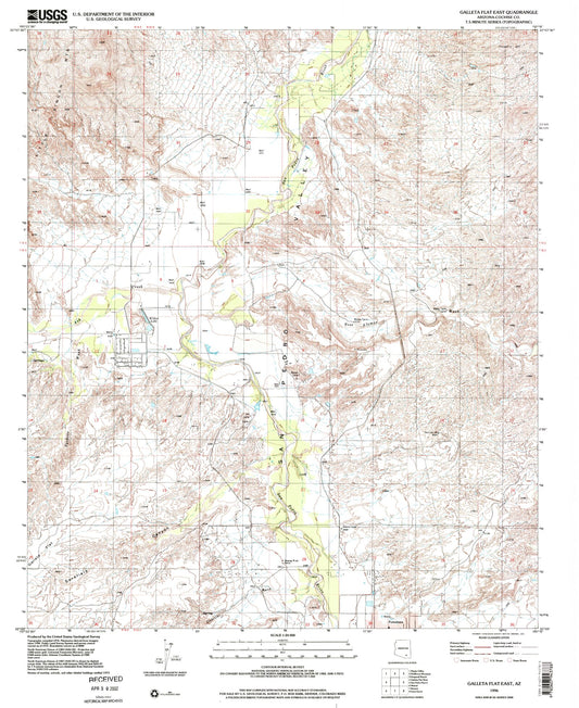 Classic USGS Galleta Flat East Arizona 7.5'x7.5' Topo Map Image