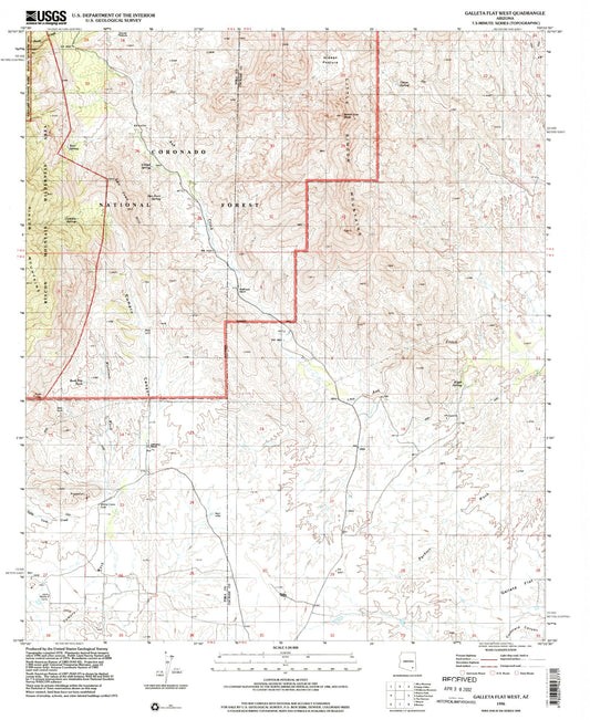 Classic USGS Galleta Flat West Arizona 7.5'x7.5' Topo Map Image