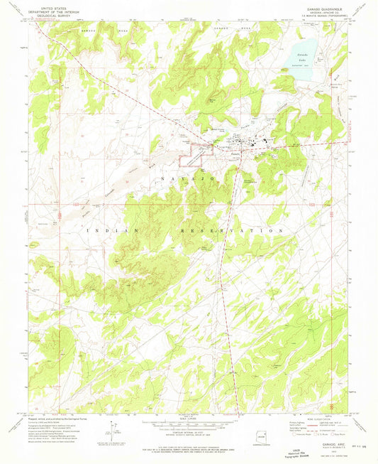 Classic USGS Ganado Arizona 7.5'x7.5' Topo Map Image