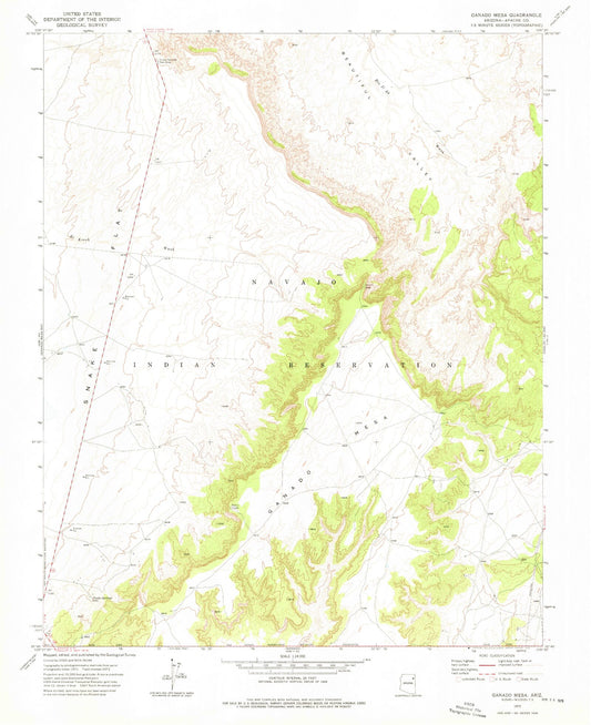 Classic USGS Ganado Mesa Arizona 7.5'x7.5' Topo Map Image
