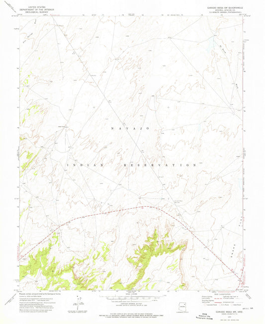 Classic USGS Ganado Mesa SW Arizona 7.5'x7.5' Topo Map Image