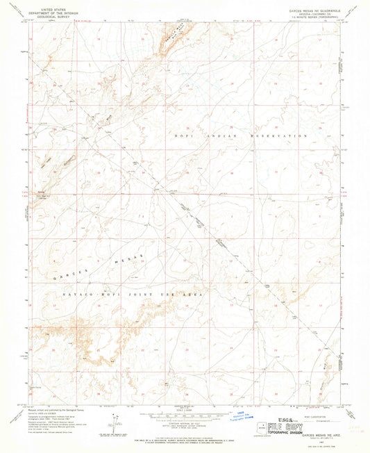 Classic USGS Garces Mesas NE Arizona 7.5'x7.5' Topo Map Image
