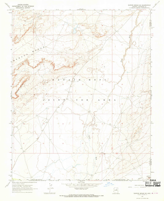 Classic USGS Garces Mesas SE Arizona 7.5'x7.5' Topo Map Image