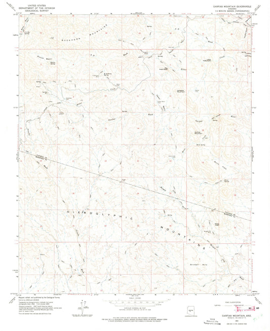 Classic USGS Garfias Mountain Arizona 7.5'x7.5' Topo Map Image