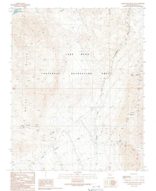 Classic USGS Garnet Mountain NW Arizona 7.5'x7.5' Topo Map Image
