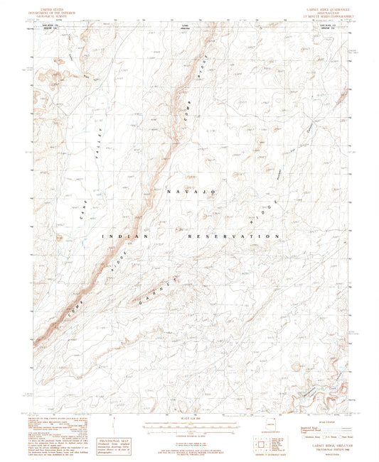Classic USGS Garnet Ridge Arizona 7.5'x7.5' Topo Map Image