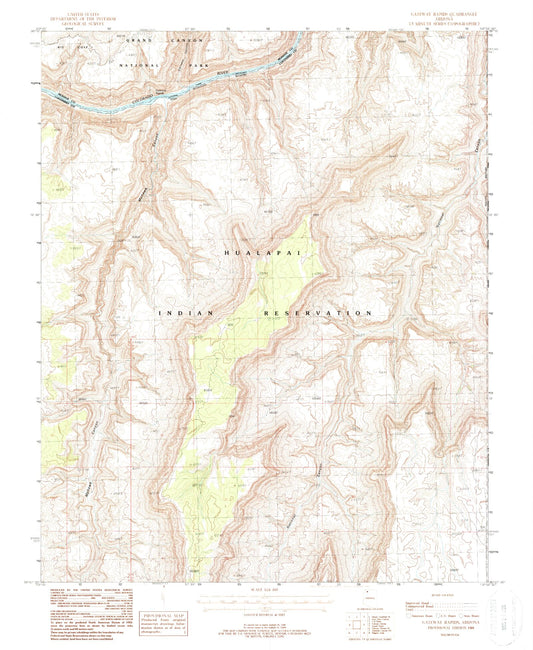 Classic USGS Gateway Rapids Arizona 7.5'x7.5' Topo Map Image