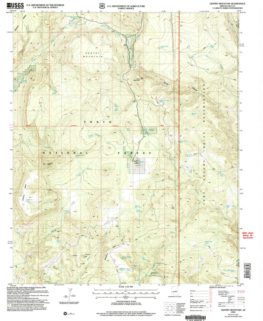 Classic USGS Gentry Mountain Arizona 7.5'x7.5' Topo Map Image