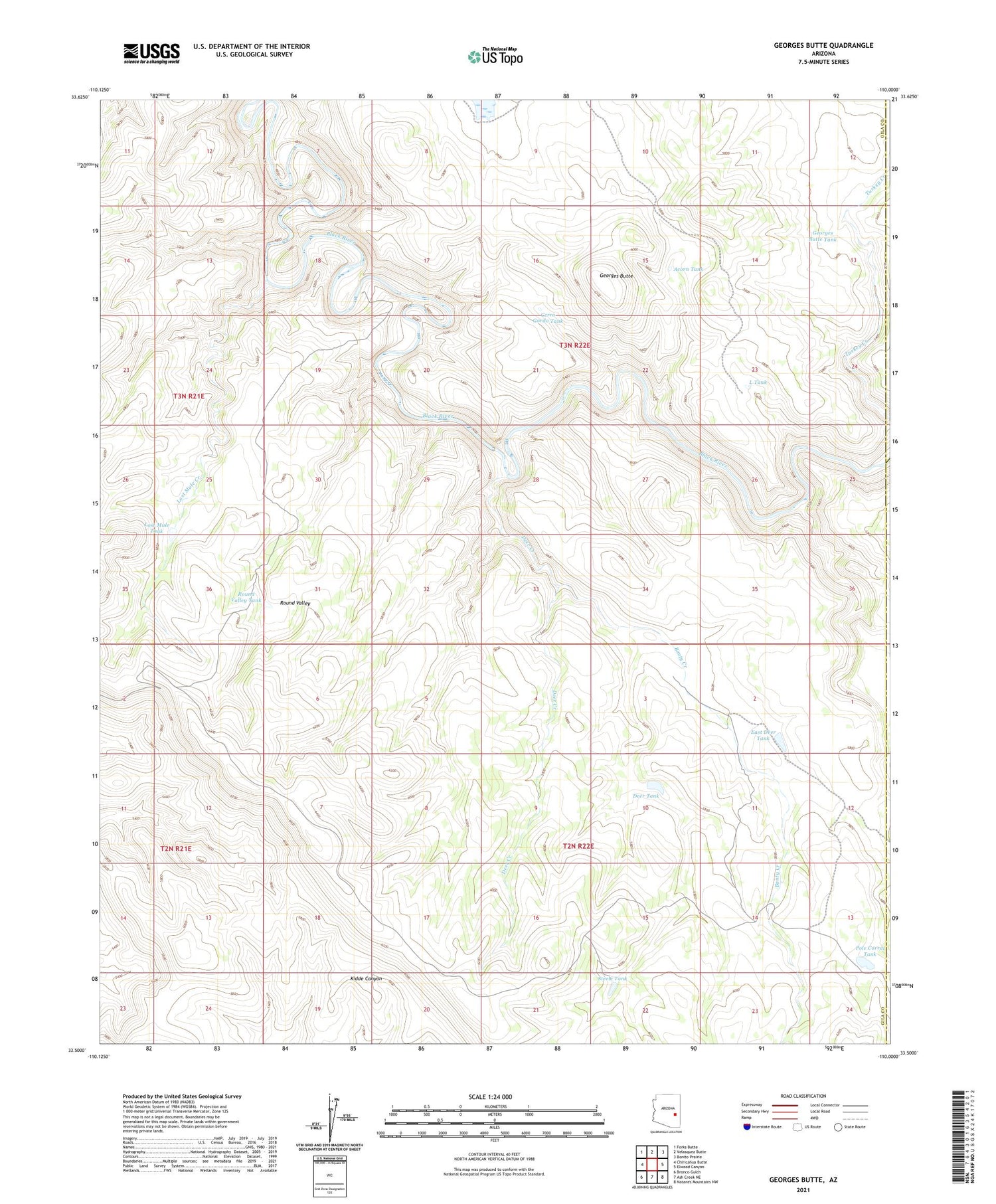 Georges Butte Arizona US Topo Map Image