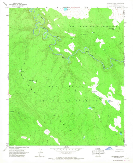 Classic USGS Georges Butte Arizona 7.5'x7.5' Topo Map Image