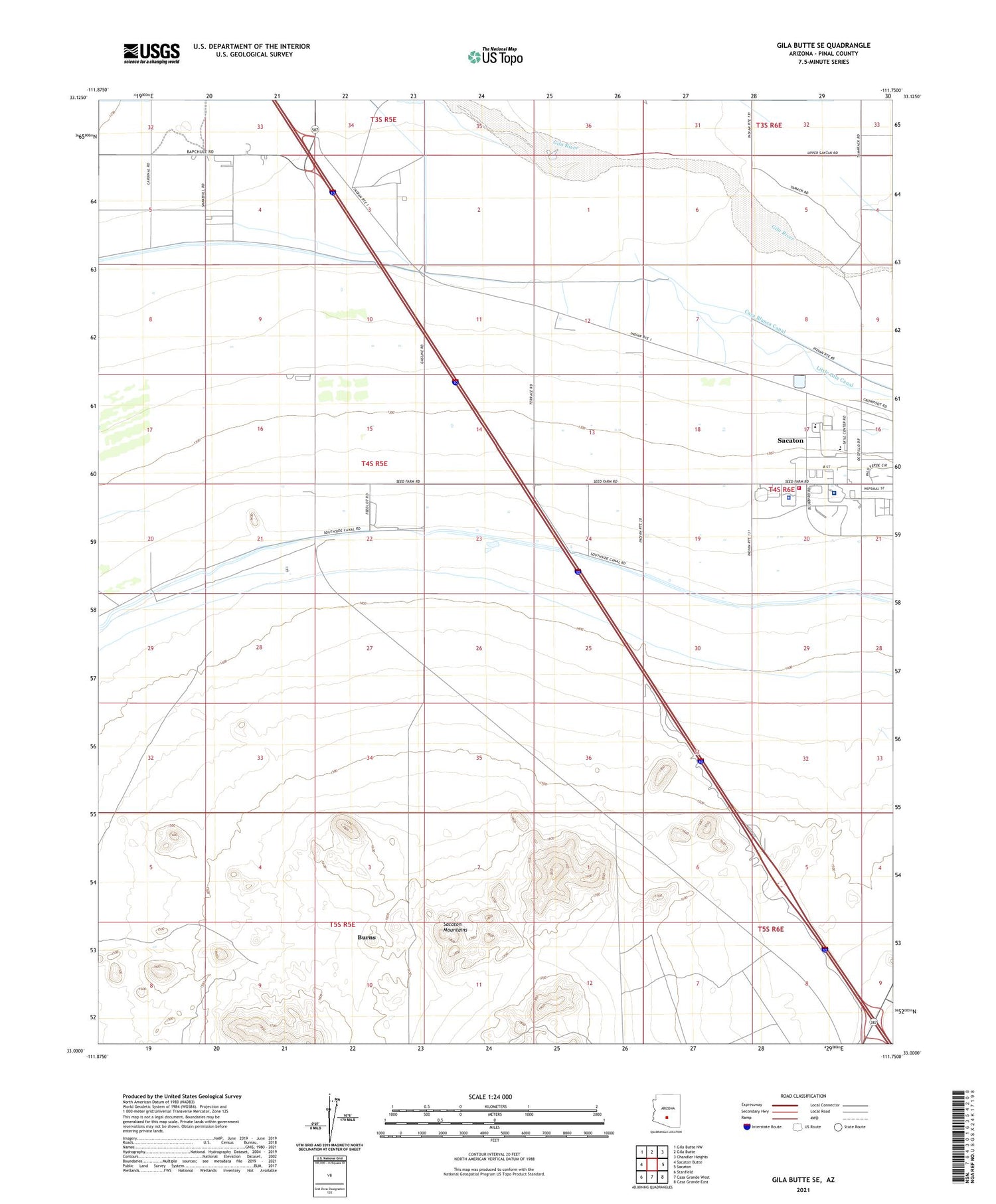 Gila Butte SE Arizona US Topo Map Image