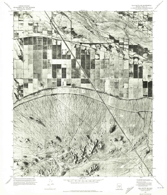 Classic USGS Gila Butte SE Arizona 7.5'x7.5' Topo Map Image
