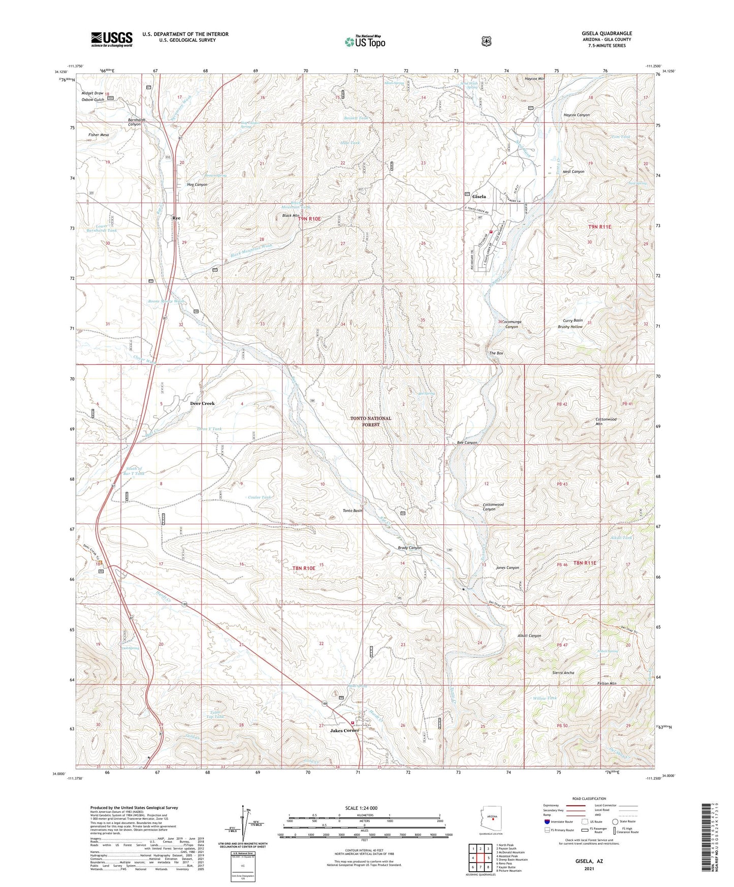 Gisela Arizona US Topo Map Image