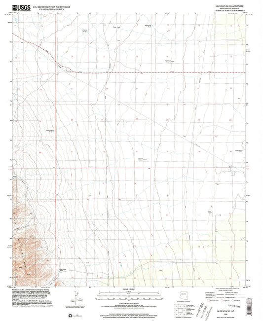 Classic USGS Gleeson SE Arizona 7.5'x7.5' Topo Map Image