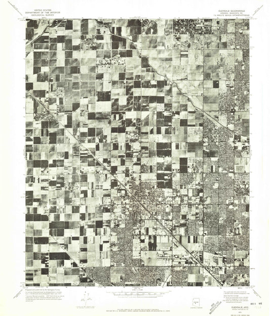 Classic USGS Glendale Arizona 7.5'x7.5' Topo Map Image