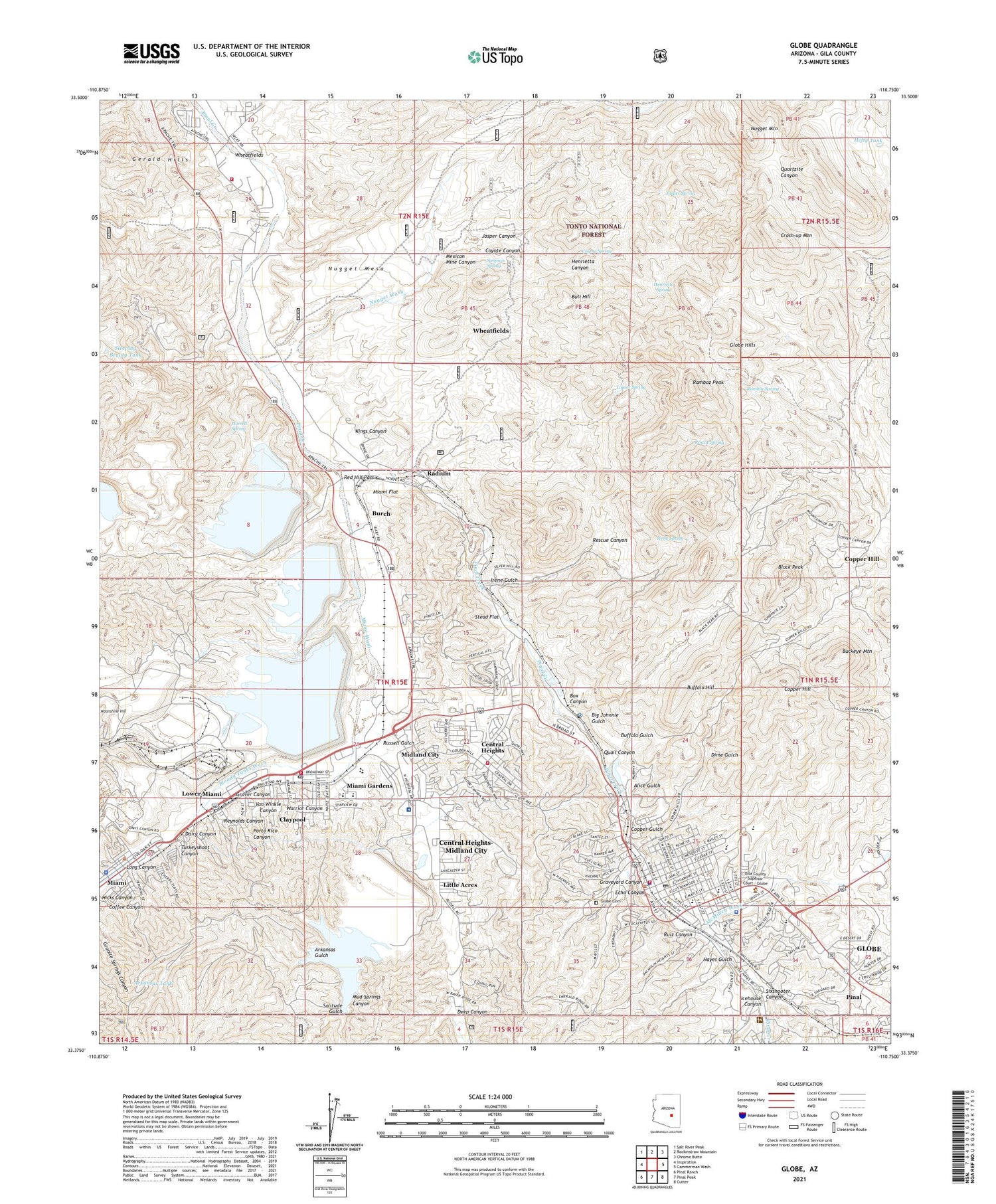 Globe Arizona US Topo Map Image
