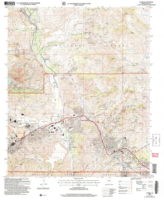 Classic USGS Globe Arizona 7.5'x7.5' Topo Map Image