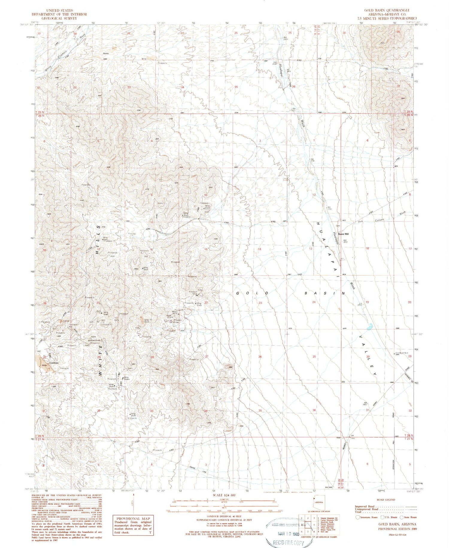 Classic USGS Gold Basin Arizona 7.5'x7.5' Topo Map Image