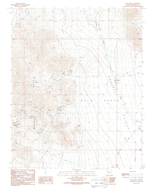 Classic USGS Gold Basin Arizona 7.5'x7.5' Topo Map Image