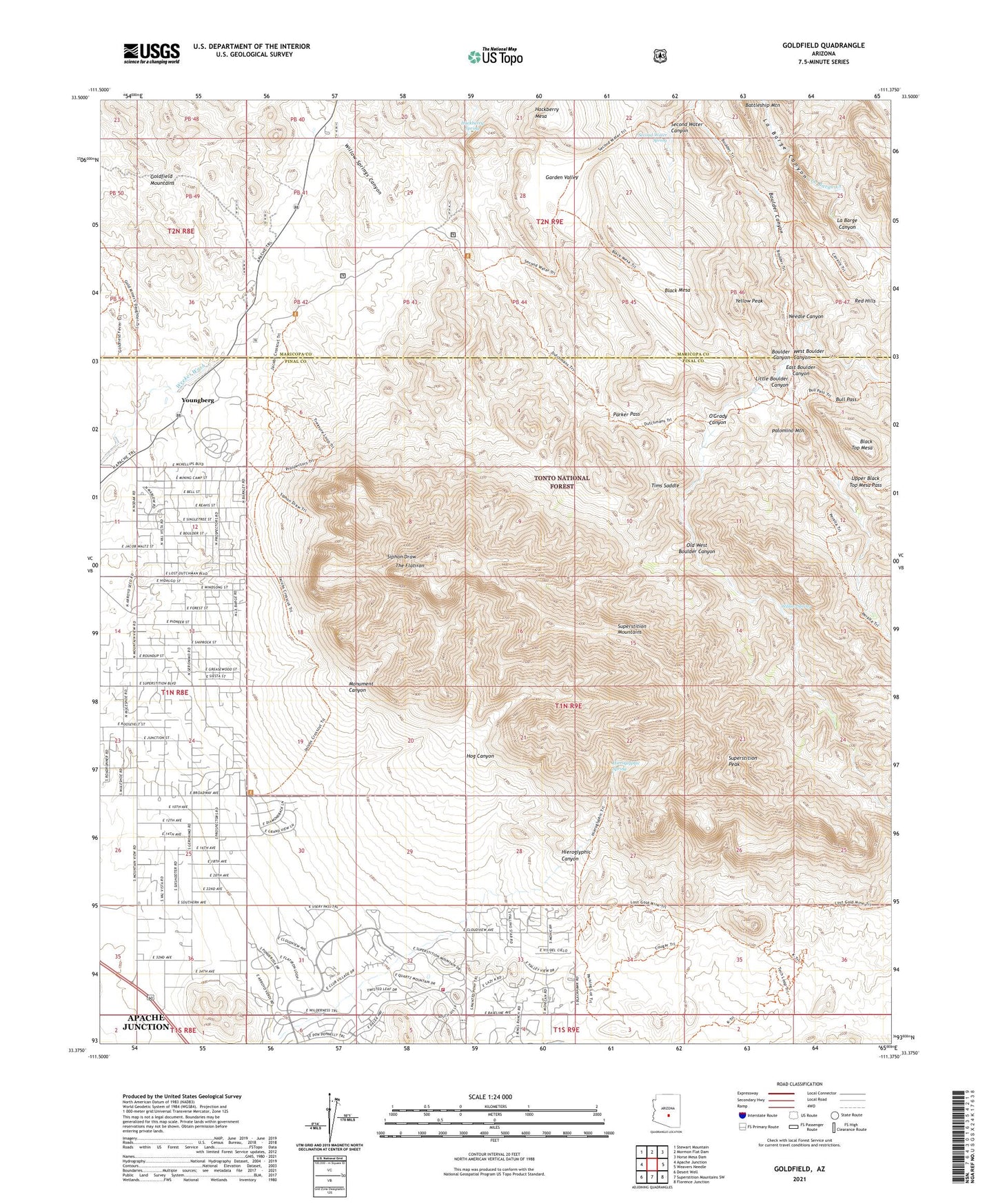 Goldfield Arizona US Topo Map Image