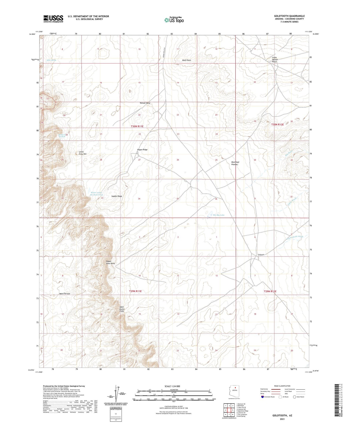 Goldtooth Arizona US Topo Map Image
