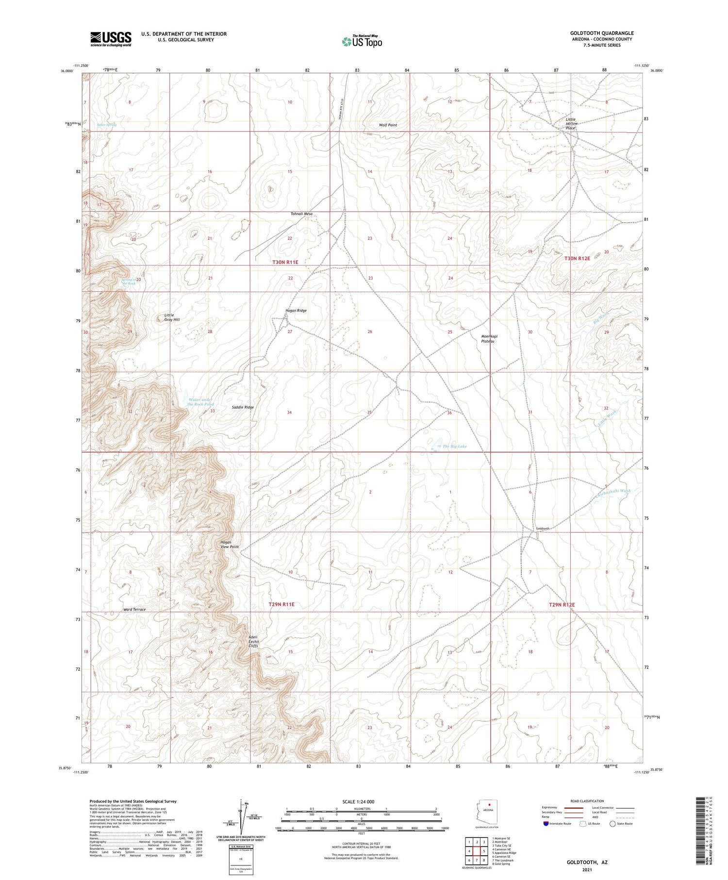 Goldtooth Arizona US Topo Map Image