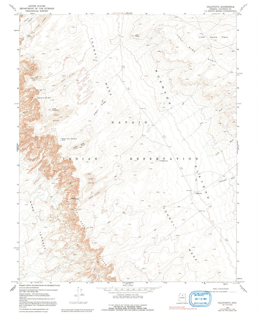 Classic USGS Goldtooth Arizona 7.5'x7.5' Topo Map Image