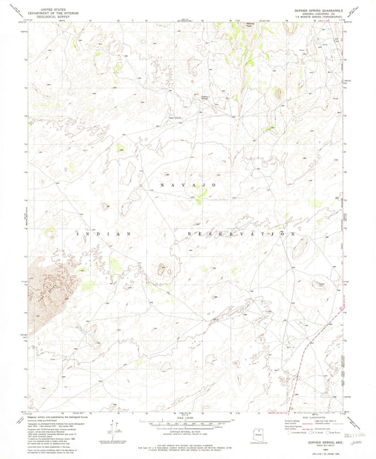 Classic USGS Gopher Spring Arizona 7.5'x7.5' Topo Map Image